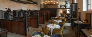 Restaurant met vloerverwarming op bestaande houten balken