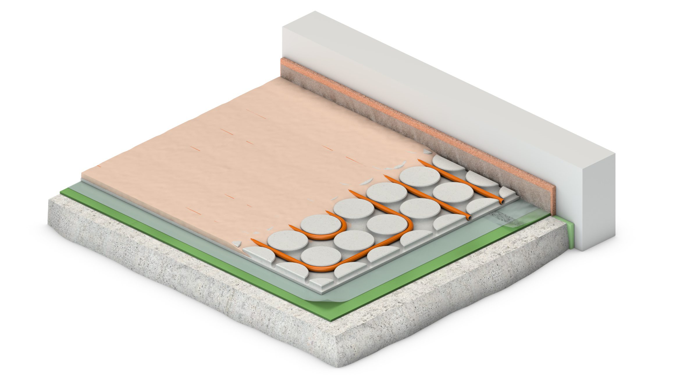 Technea - Droogbouw vloerverwarming met houtvezel isolatie voor geluidsreductie