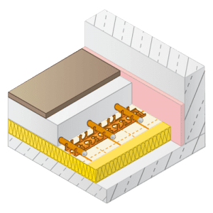 Variotherm vloerverwarming met rasterfolie en kunststof bevestiging rails