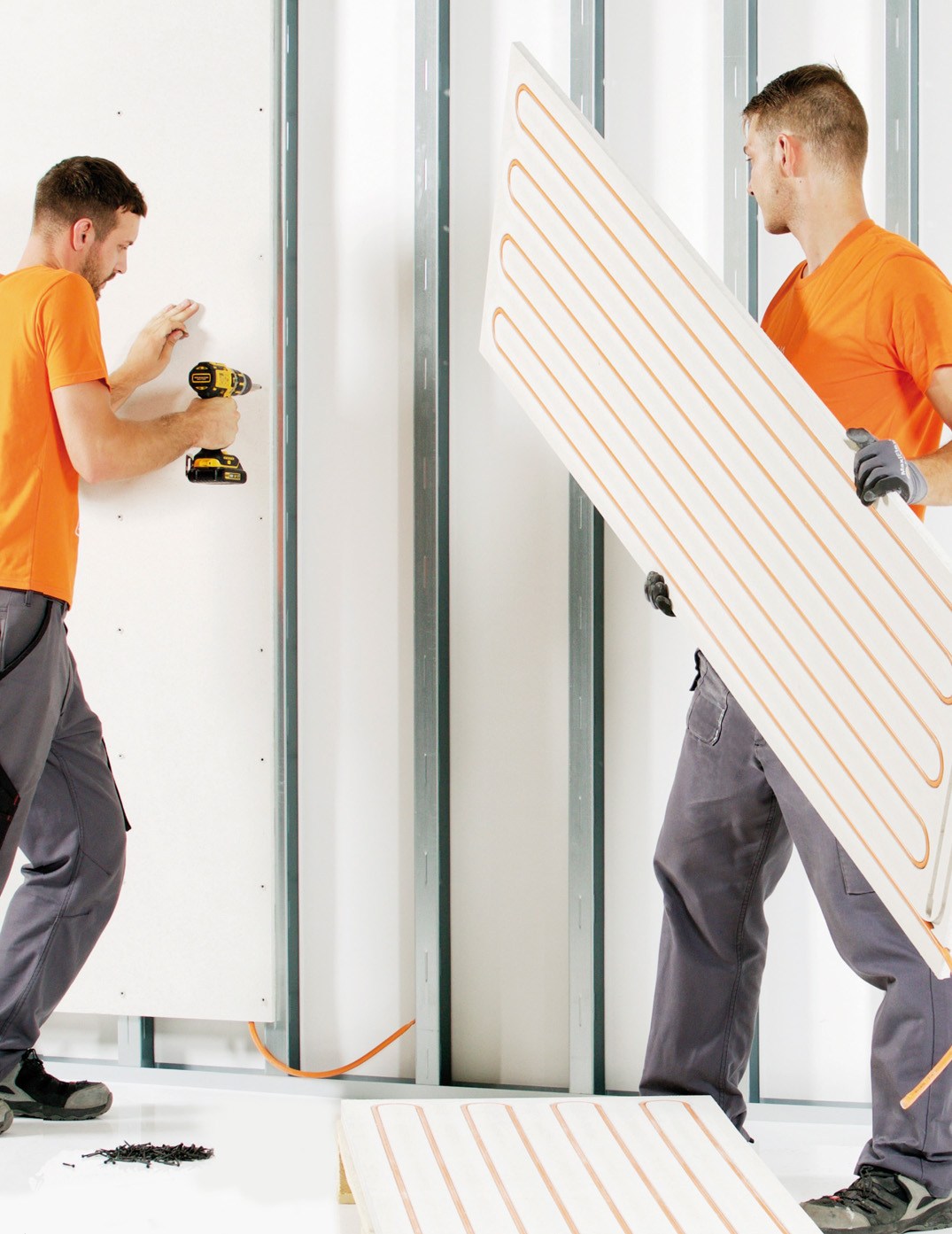 Installeren variotherm droogbouw wandverwarming