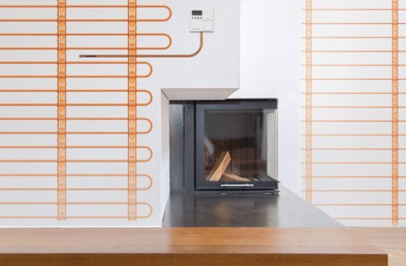 Variotherm wandverwarming / muurverwarming met pleister afwerking zoals leem, stuc of eco-pleister